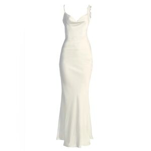 J LUX LABEL Ivory Down The Aisle Satin Gown B3004